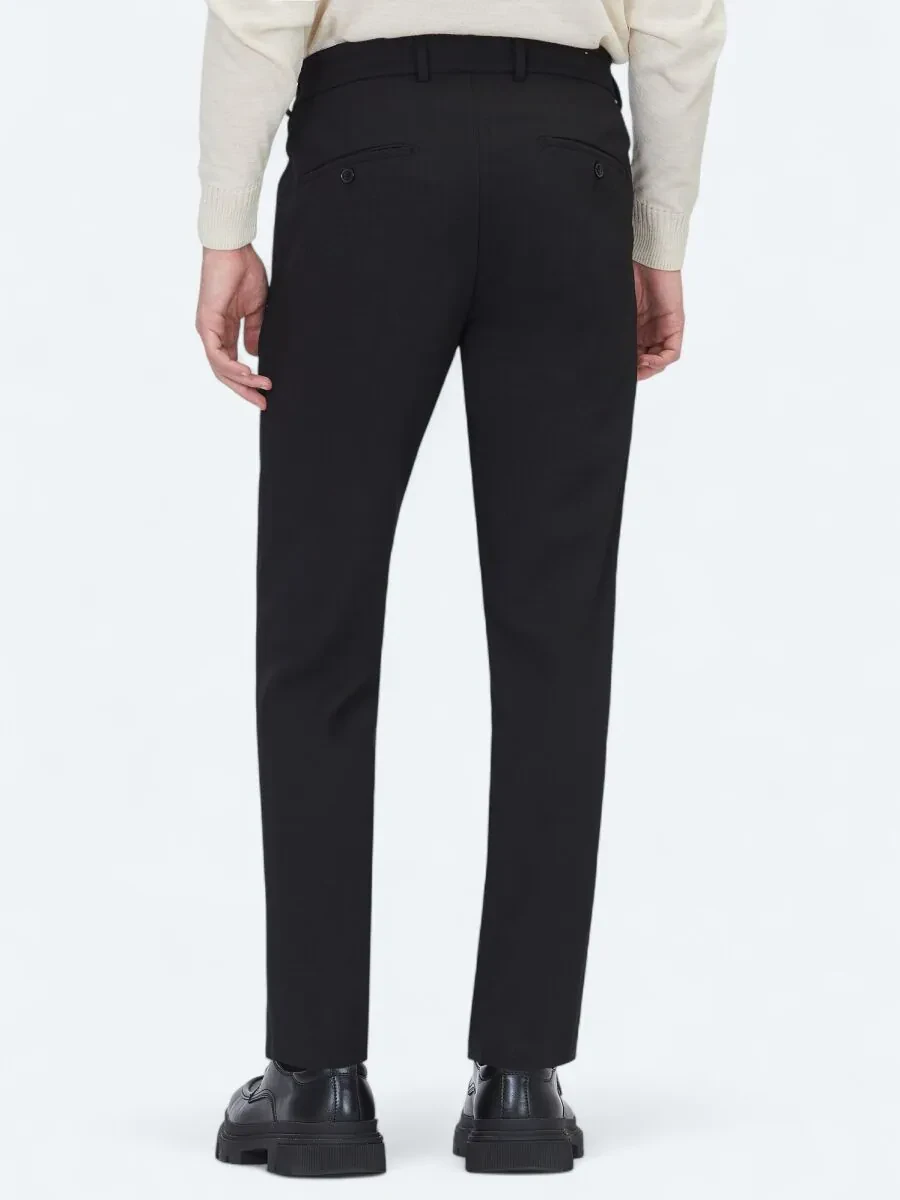 Siyah Dokuma Jogging Fit Casual Pantolon - 5