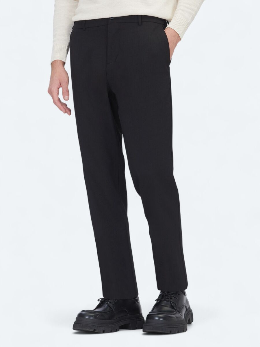 Siyah Dokuma Jogging Fit Casual Pantolon - 3