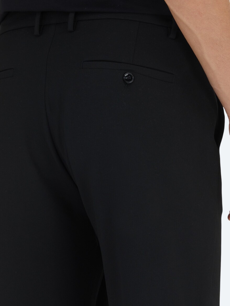 Siyah Dokuma Jogging Fit Casual Pantolon - 4