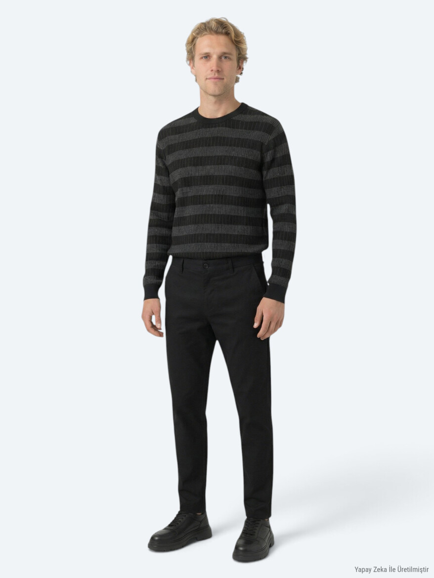 Siyah Dokuma Jogging Fit Casual Pantolon - KİP