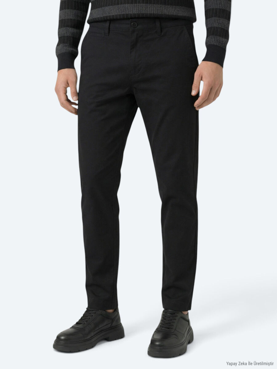 Siyah Dokuma Jogging Fit Casual Pantolon - 2