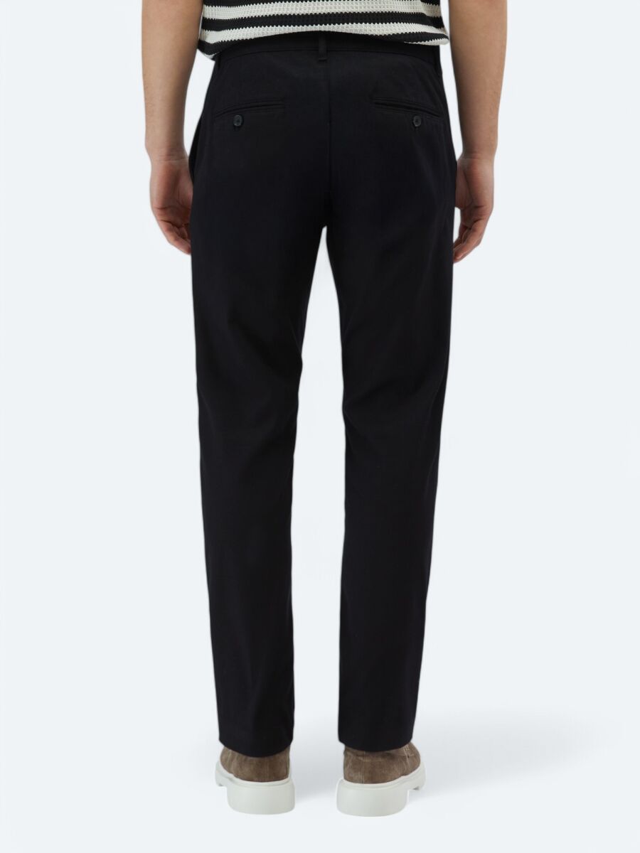 Siyah Dokuma Regular Fit Casual Pamuk Karışımlı Pantolon - 4