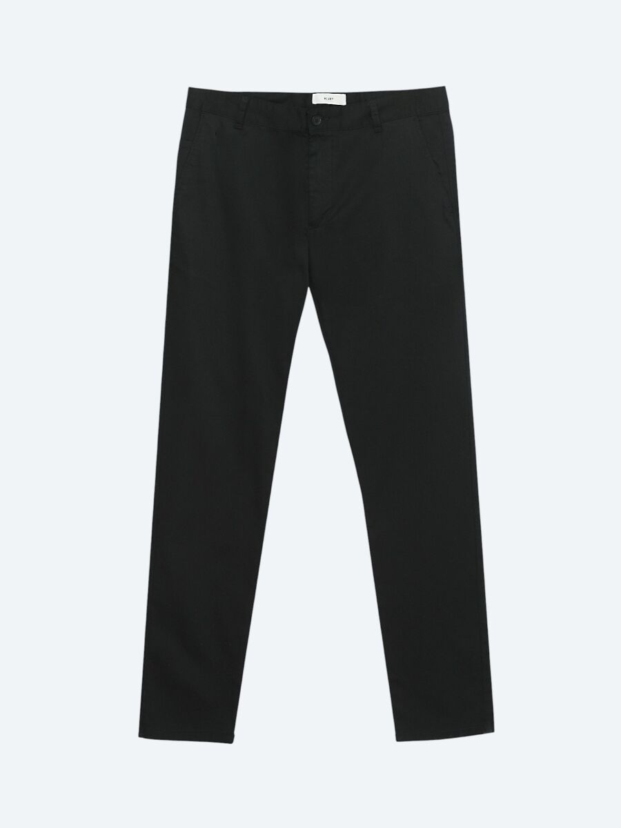 Siyah Dokuma Regular Fit Casual Pamuk Karışımlı Pantolon - 5