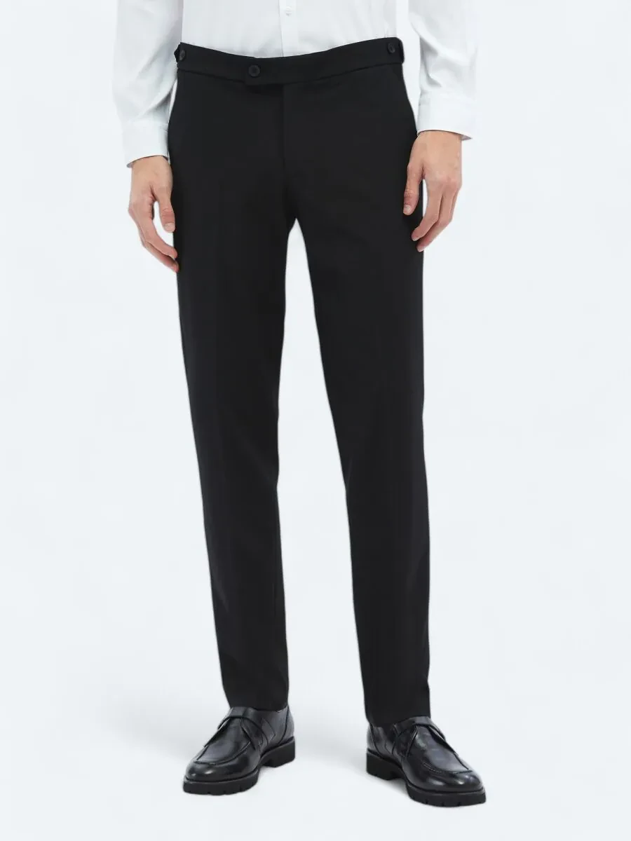 Siyah Dokuma Regular Fit Casual Pantolon - 2