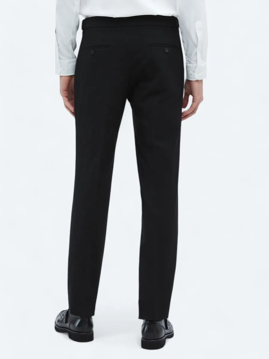 Siyah Dokuma Regular Fit Casual Pantolon - 5