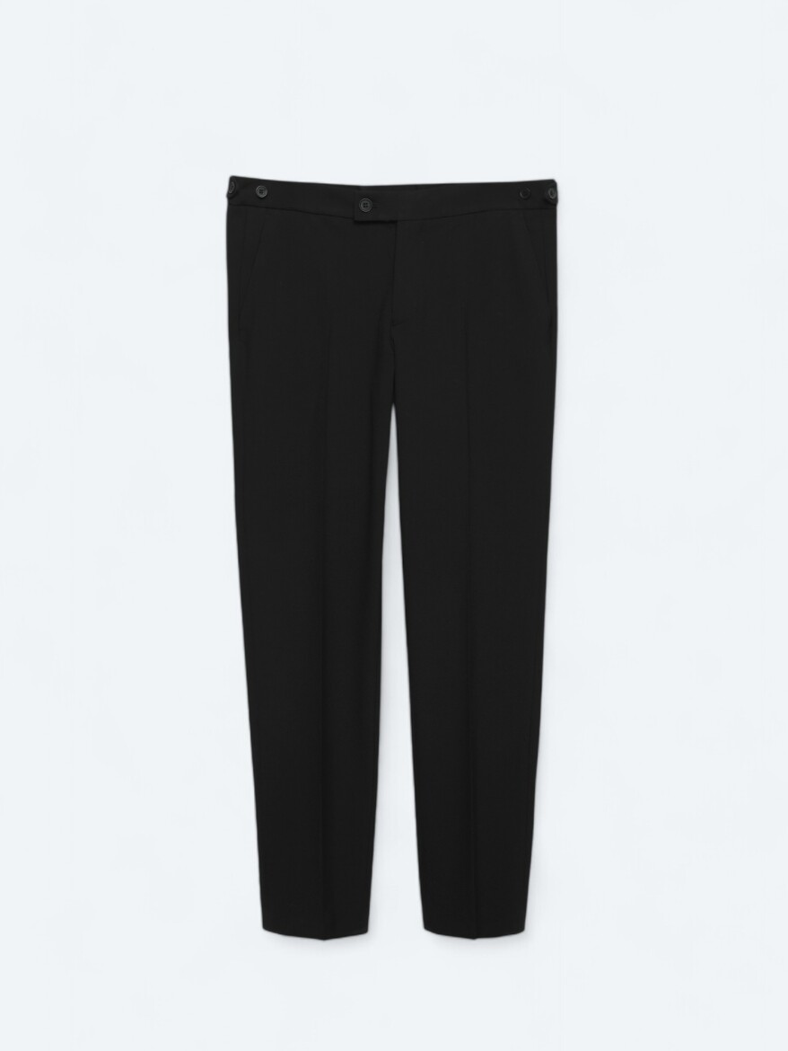 Siyah Dokuma Regular Fit Casual Pantolon - 6