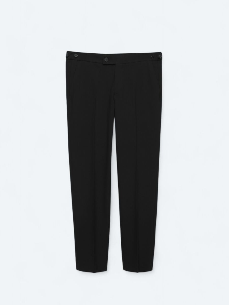 Siyah Dokuma Regular Fit Casual Pantolon - 6