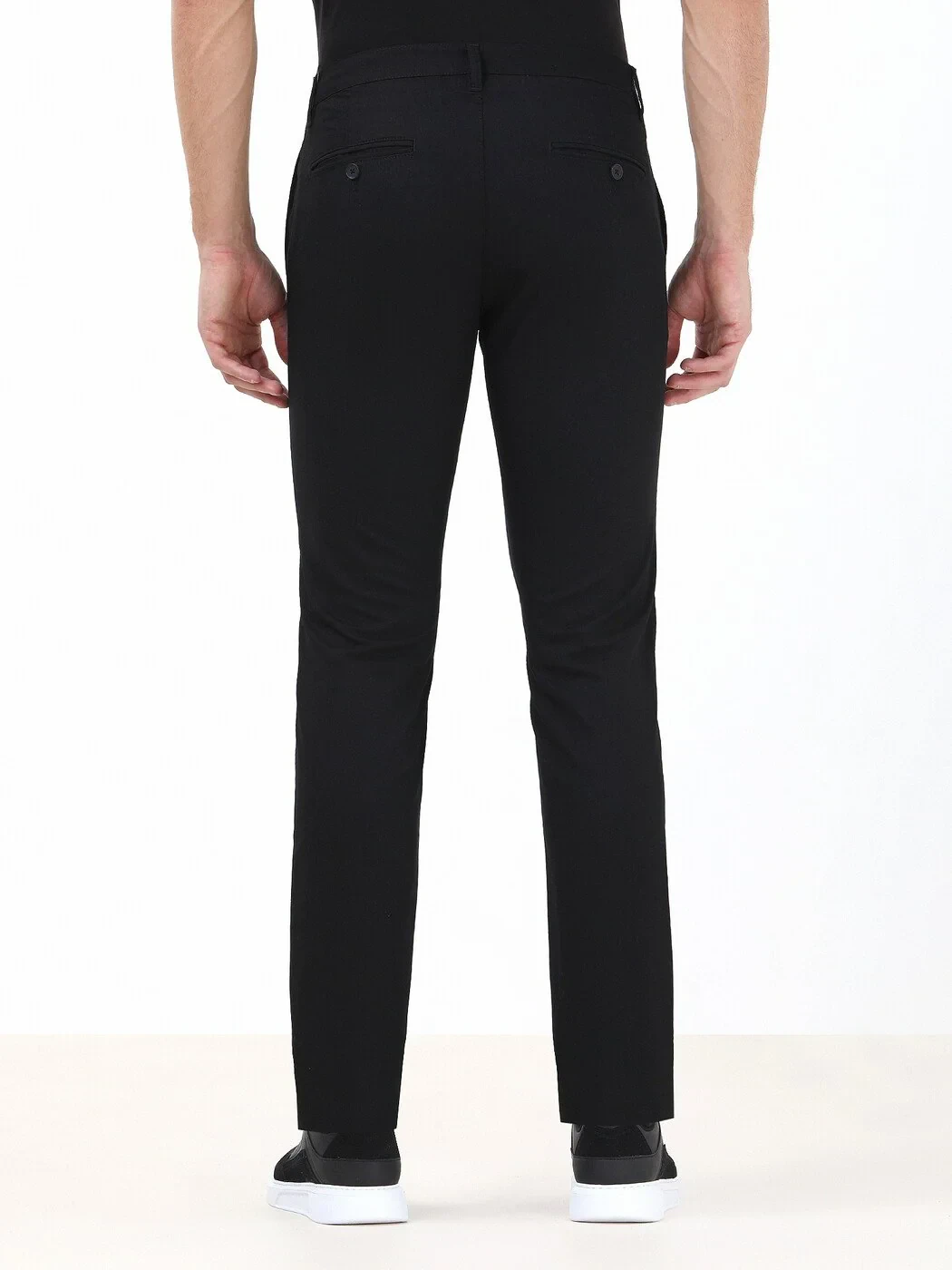 Siyah Dokuma Slim Fit Casual Pantolon - 4