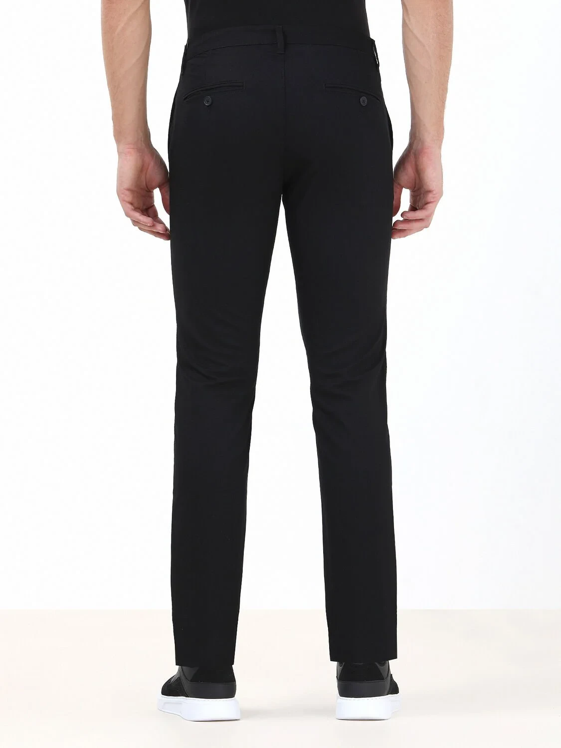 Siyah Dokuma Slim Fit Casual Pantolon - 4