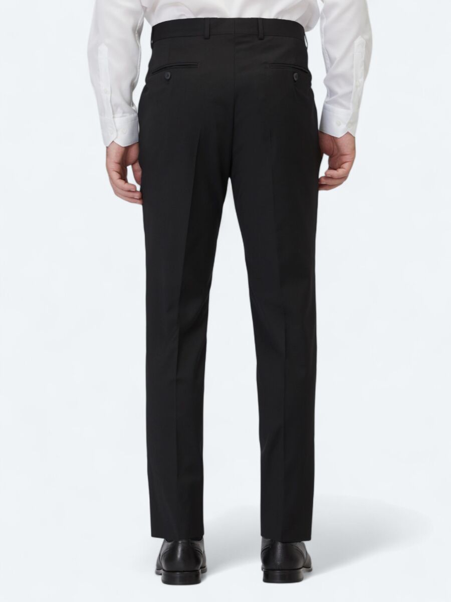 Siyah Dokuma Slim Fit Klasik Yün Karışımlı Pantolon - 4