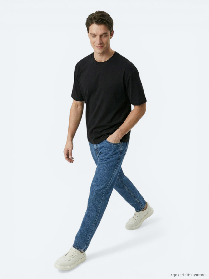 Siyah Düz %100 Pamuk T-Shirt - KİP