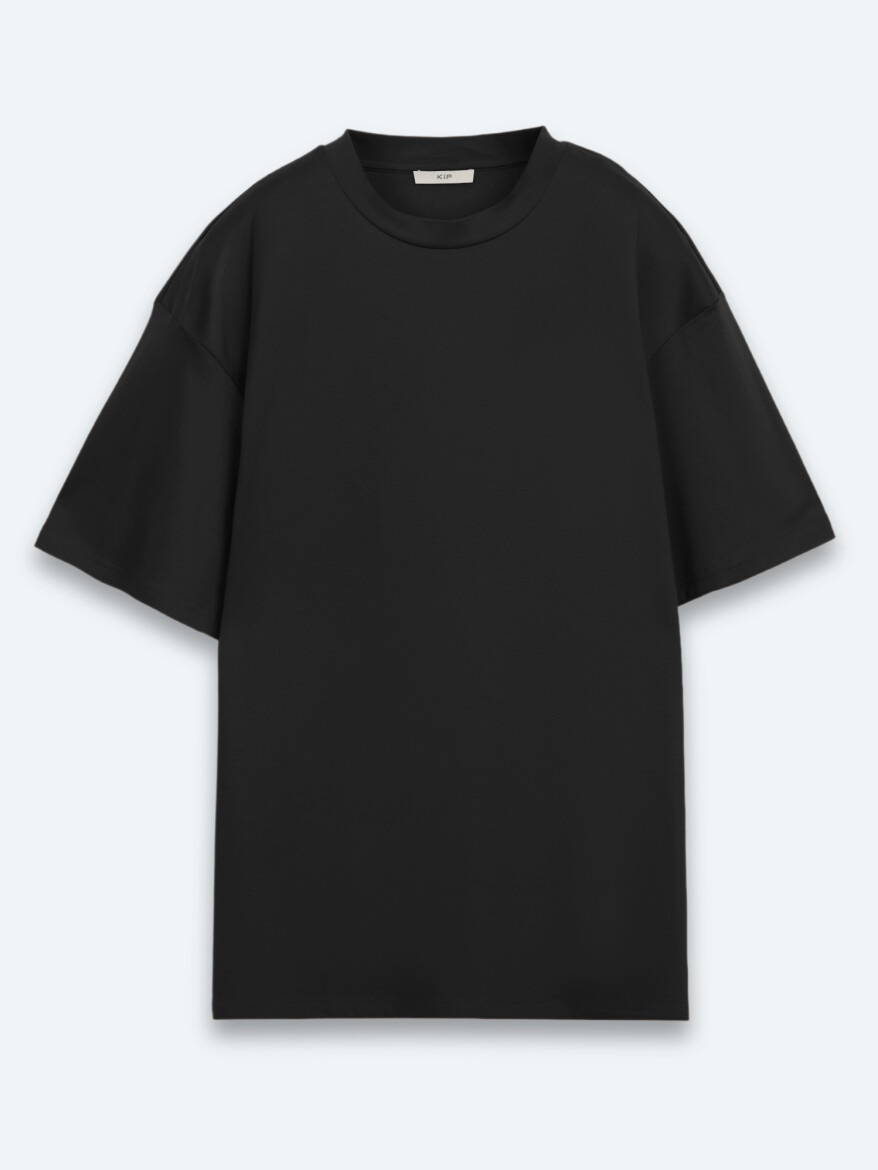 Siyah Düz %100 Pamuk T-Shirt - 6