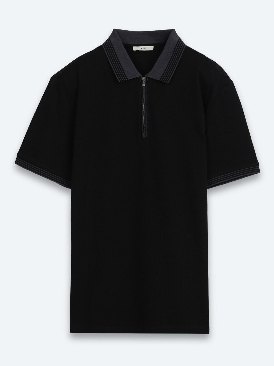 Siyah Düz %100 Pamuk T-Shirt - 6