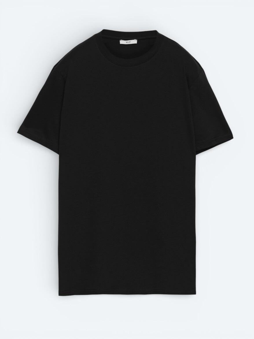Siyah Düz %100 Pamuk T-Shirt - KİP