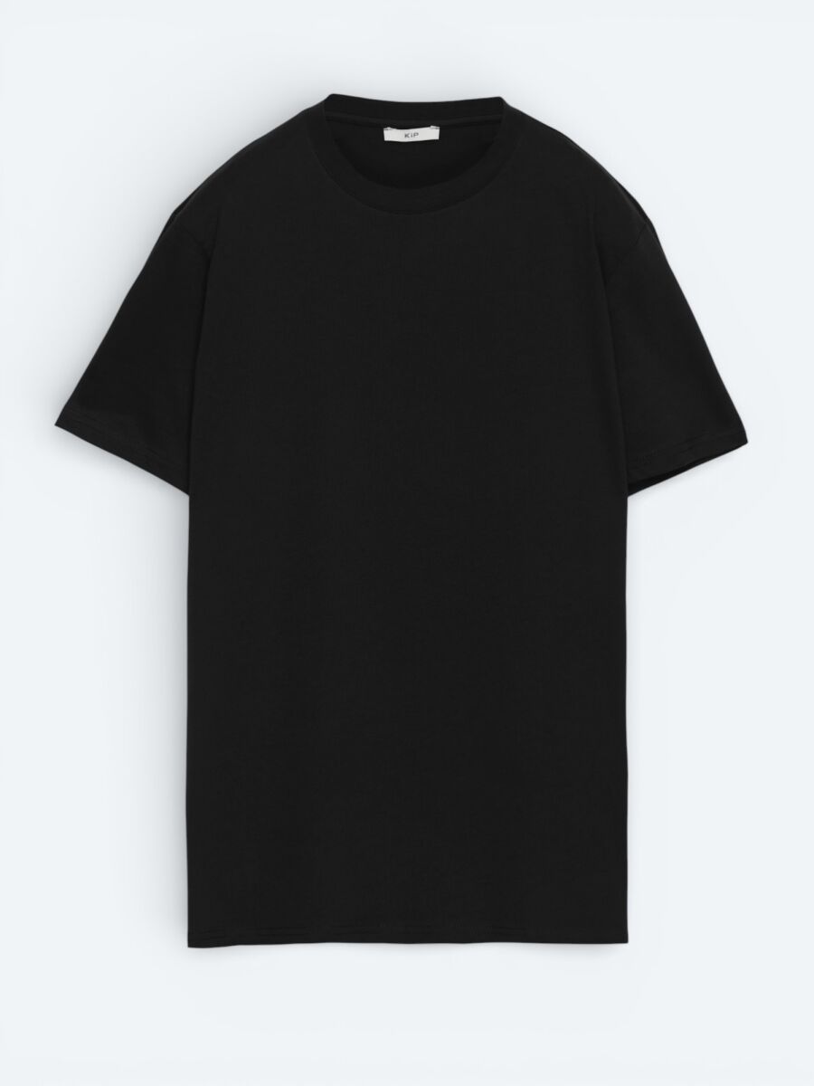 Siyah Düz %100 Pamuk T-Shirt - 2