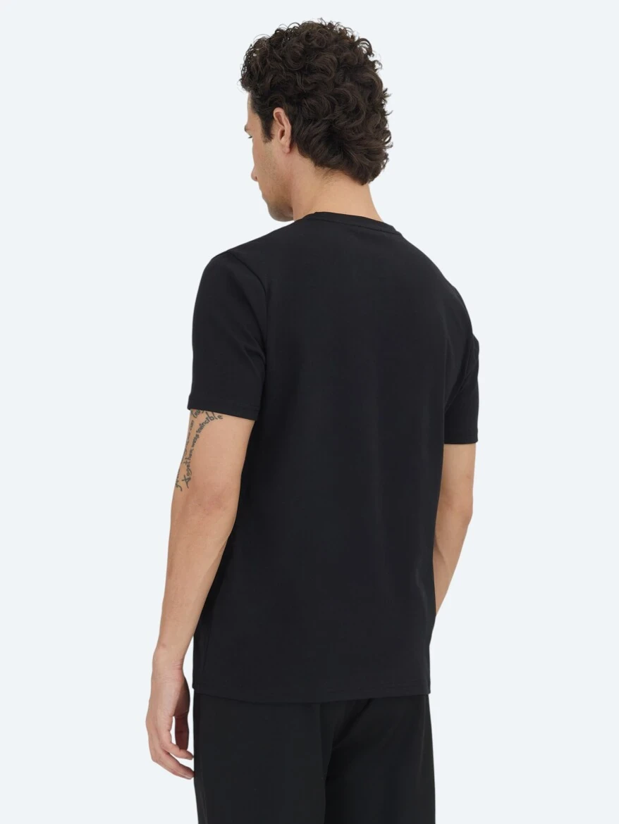 Siyah Düz Bisiklet Yaka %100 Pamuk T-Shirt - KİP