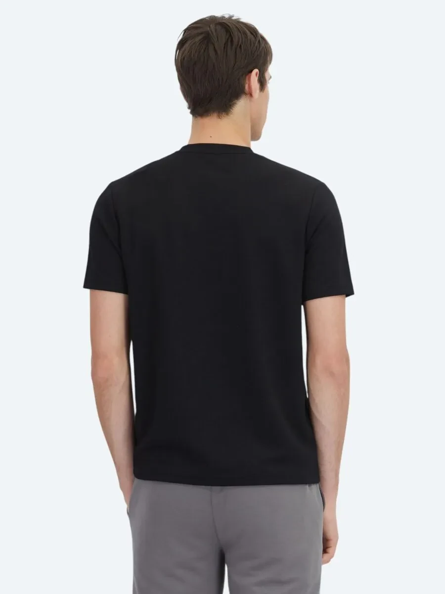 Siyah Düz Bisiklet Yaka T-Shirt - 5