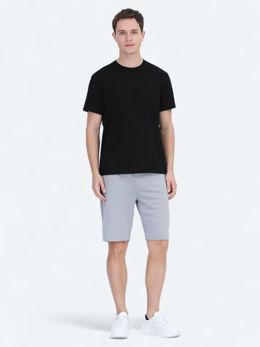 Siyah Düz Bisiklet Yaka T-Shirt - 2