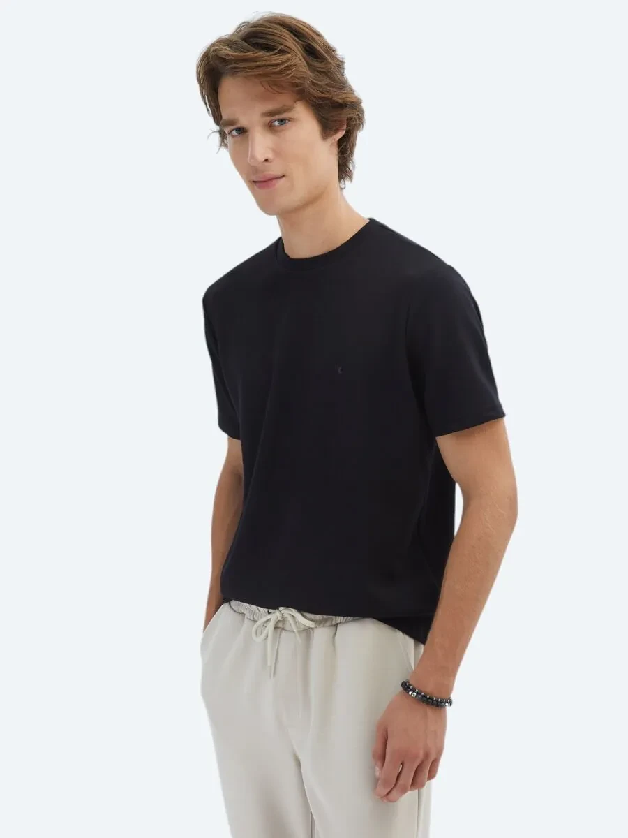 Siyah Düz Bisiklet Yaka T-Shirt_Kopya(1) - 1