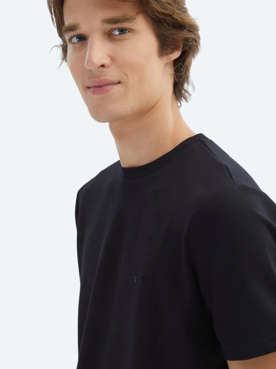 Siyah Düz Bisiklet Yaka T-Shirt_Kopya(1) - 3
