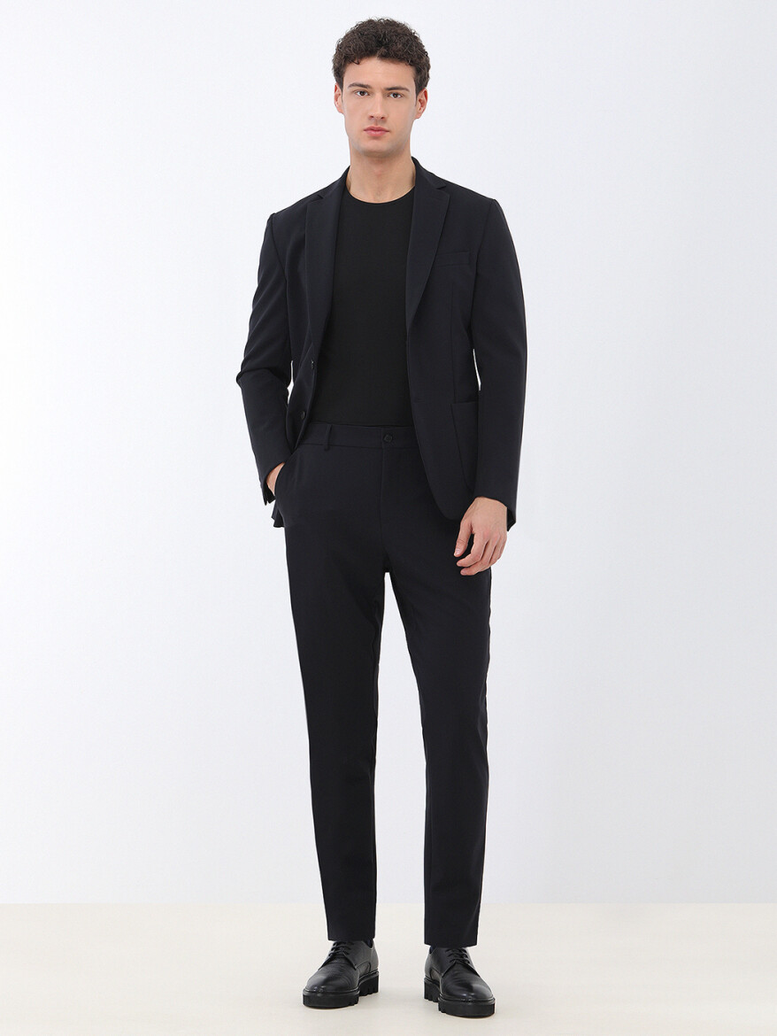 Siyah Düz Comfort Fit Takım Elbise - 4