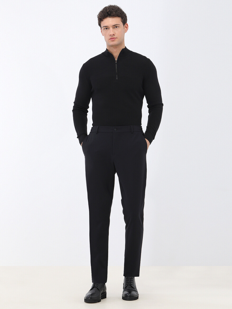 Siyah Düz Comfort Fit Takım Elbise - 5