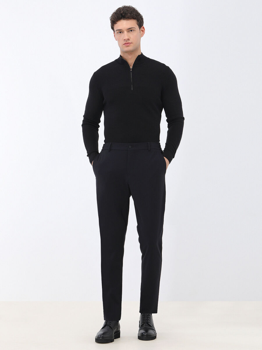 Siyah Düz Comfort Fit Takım Elbise - 5