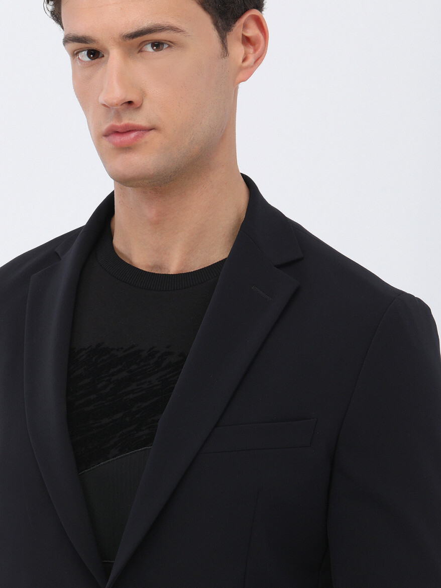 Siyah Düz Comfort Fit Takım Elbise - 8