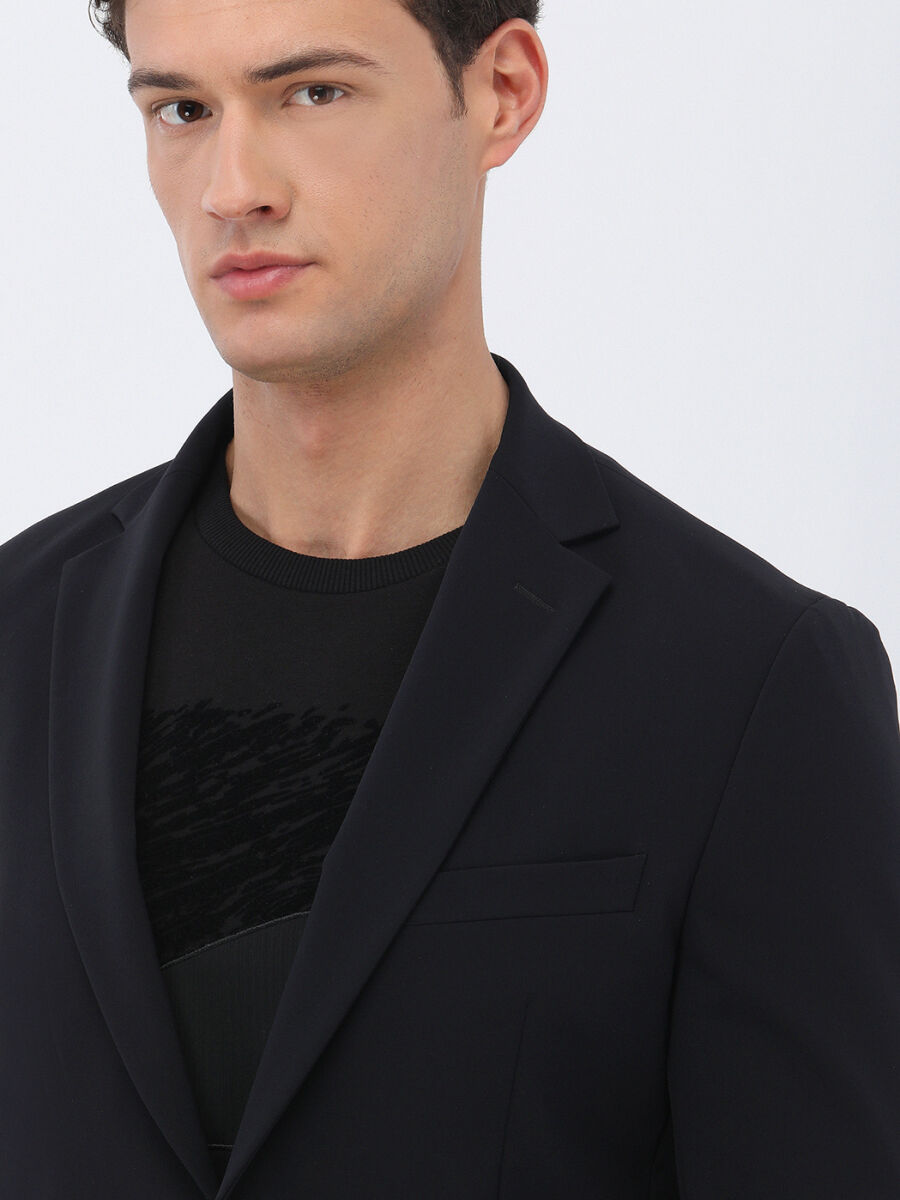 Siyah Düz Comfort Fit Takım Elbise - 8