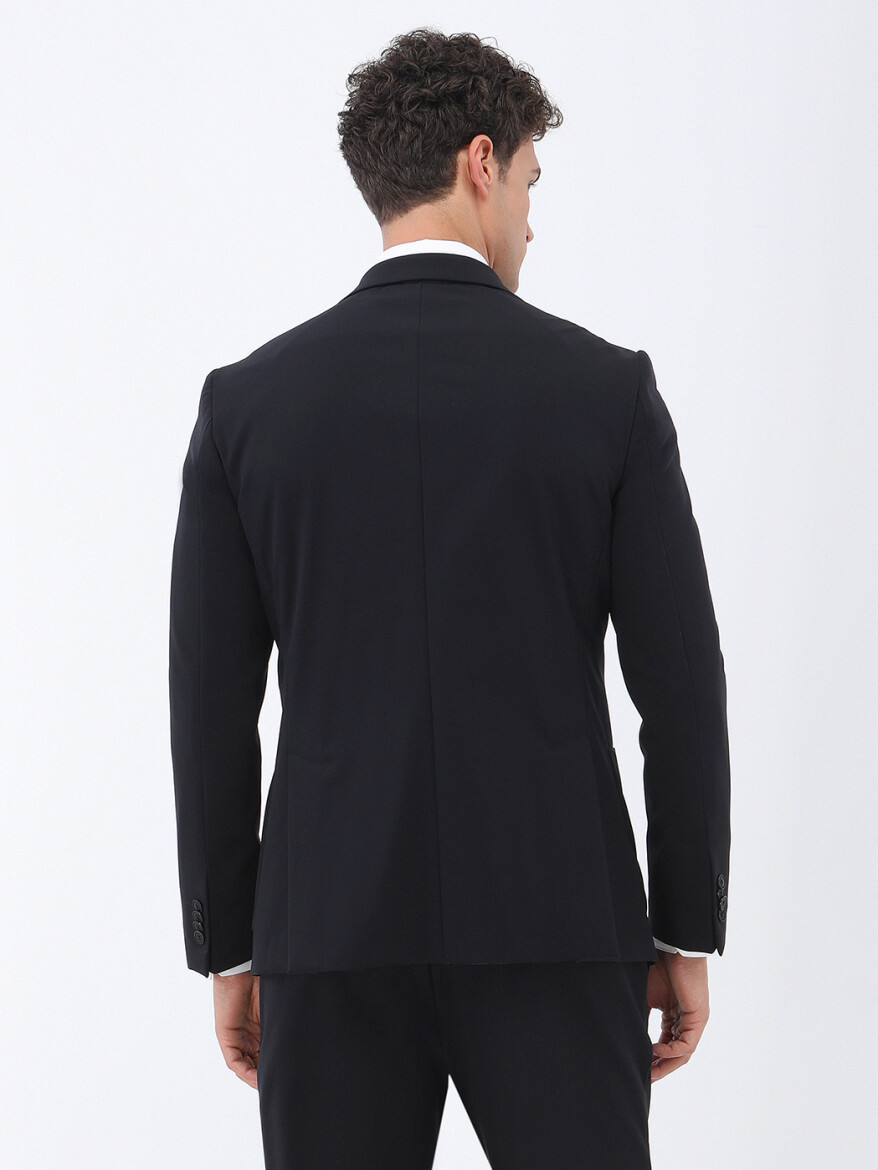 Siyah Düz Comfort Fit Takım Elbise - 10