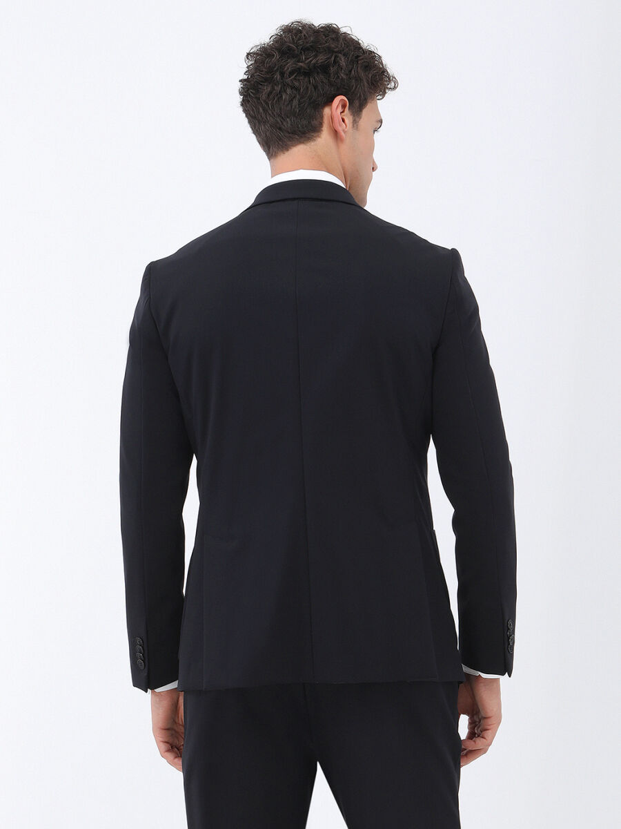 Siyah Düz Comfort Fit Takım Elbise - 10