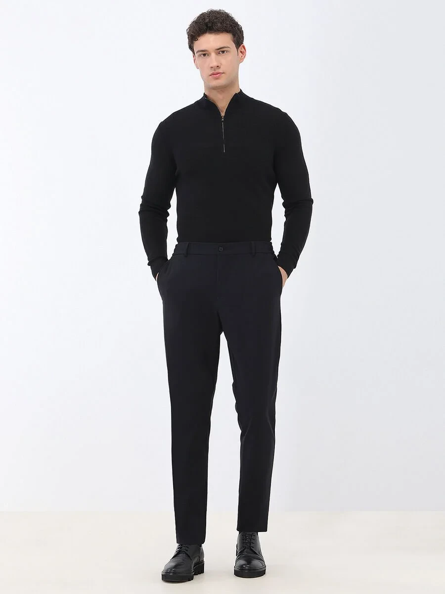 Siyah Düz Comfort Fit Takım Elbise - 5