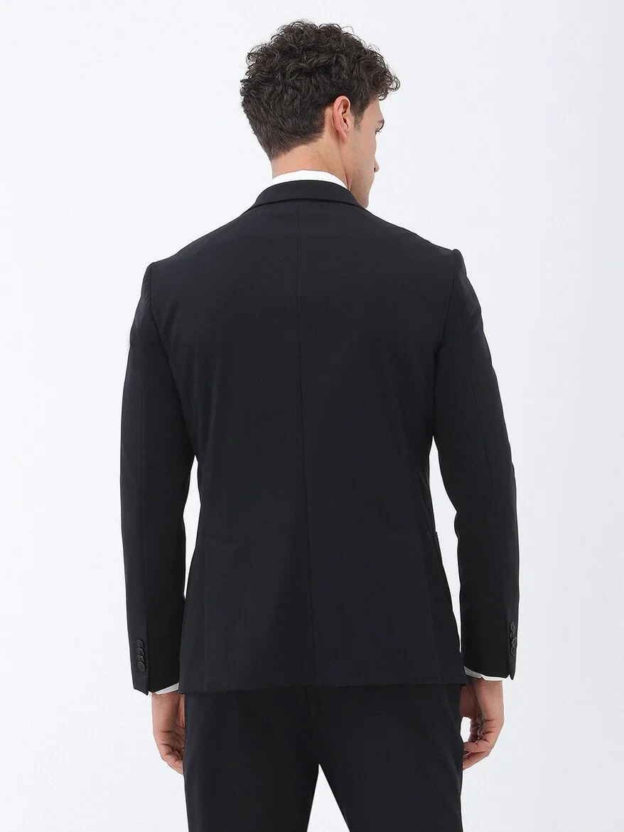 Siyah Düz Comfort Fit Takım Elbise - 10