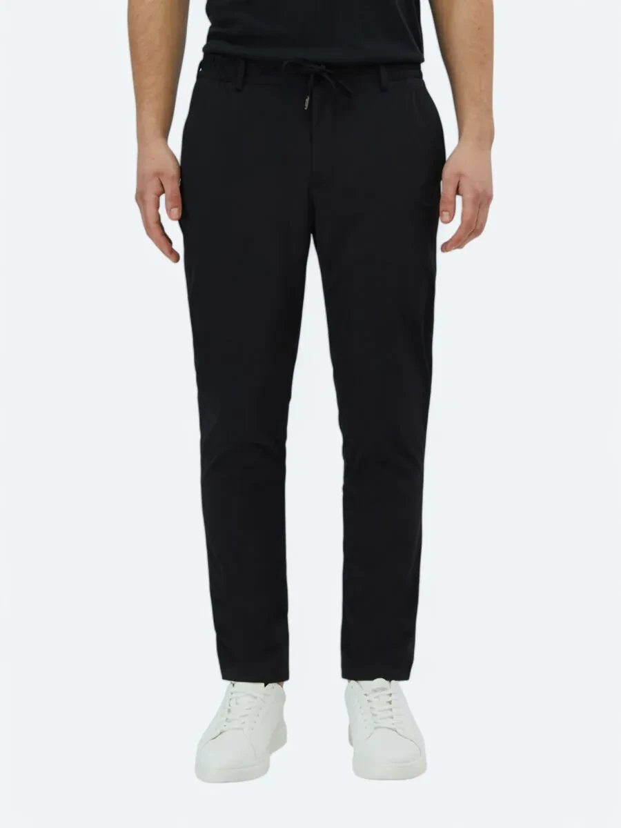 Siyah Düz Dokuma Casual Pantolon - 2
