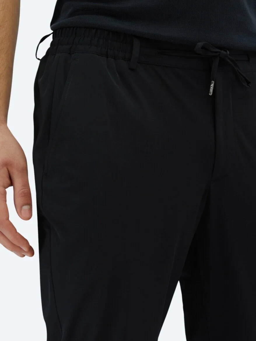 Siyah Düz Dokuma Casual Pantolon - 3