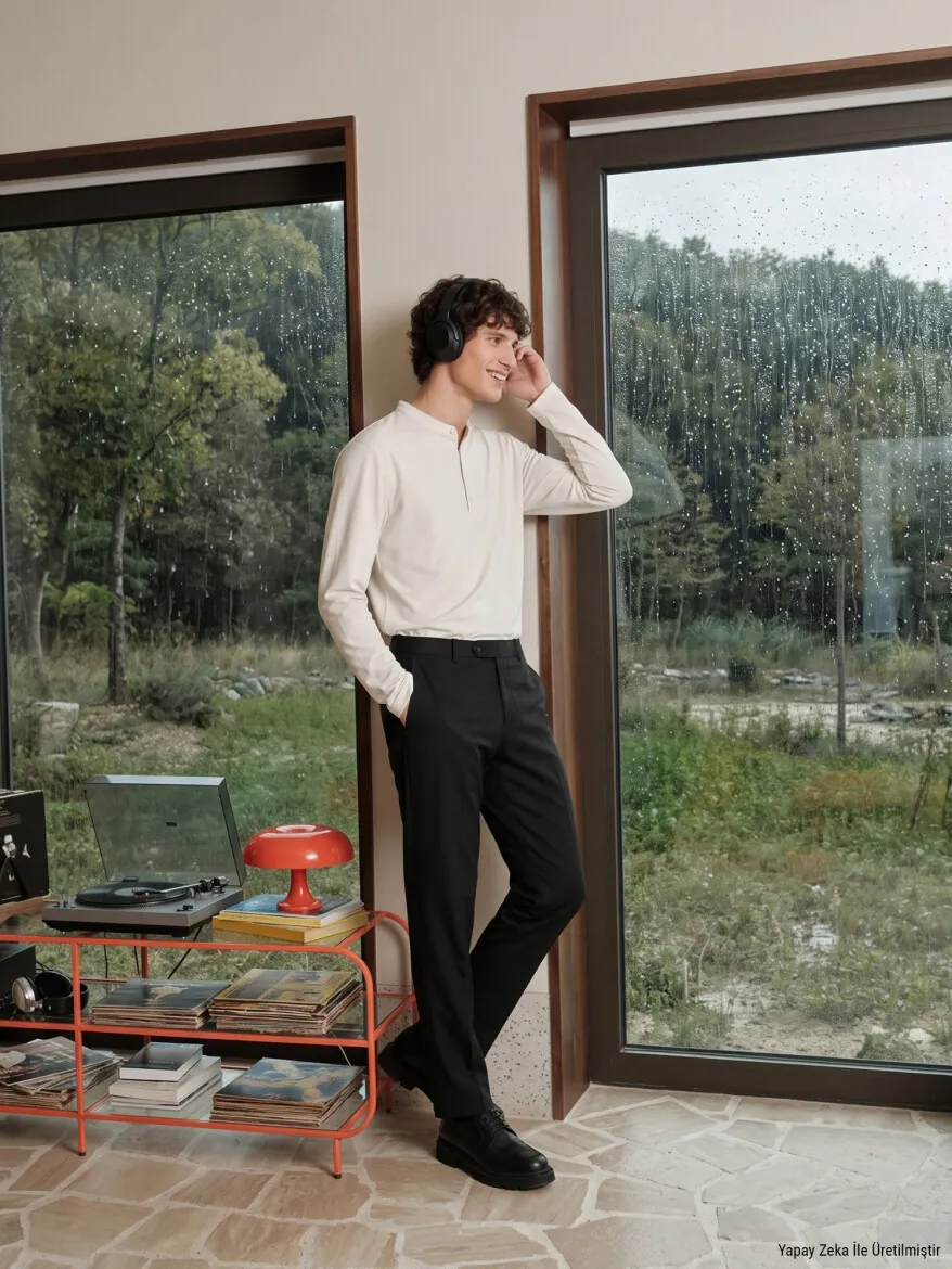 Siyah Düz Dokuma Fitted Fit Klasik Pantolon - KİP