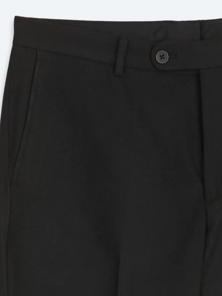 Siyah Düz Dokuma Fitted Fit Klasik Pantolon - 8