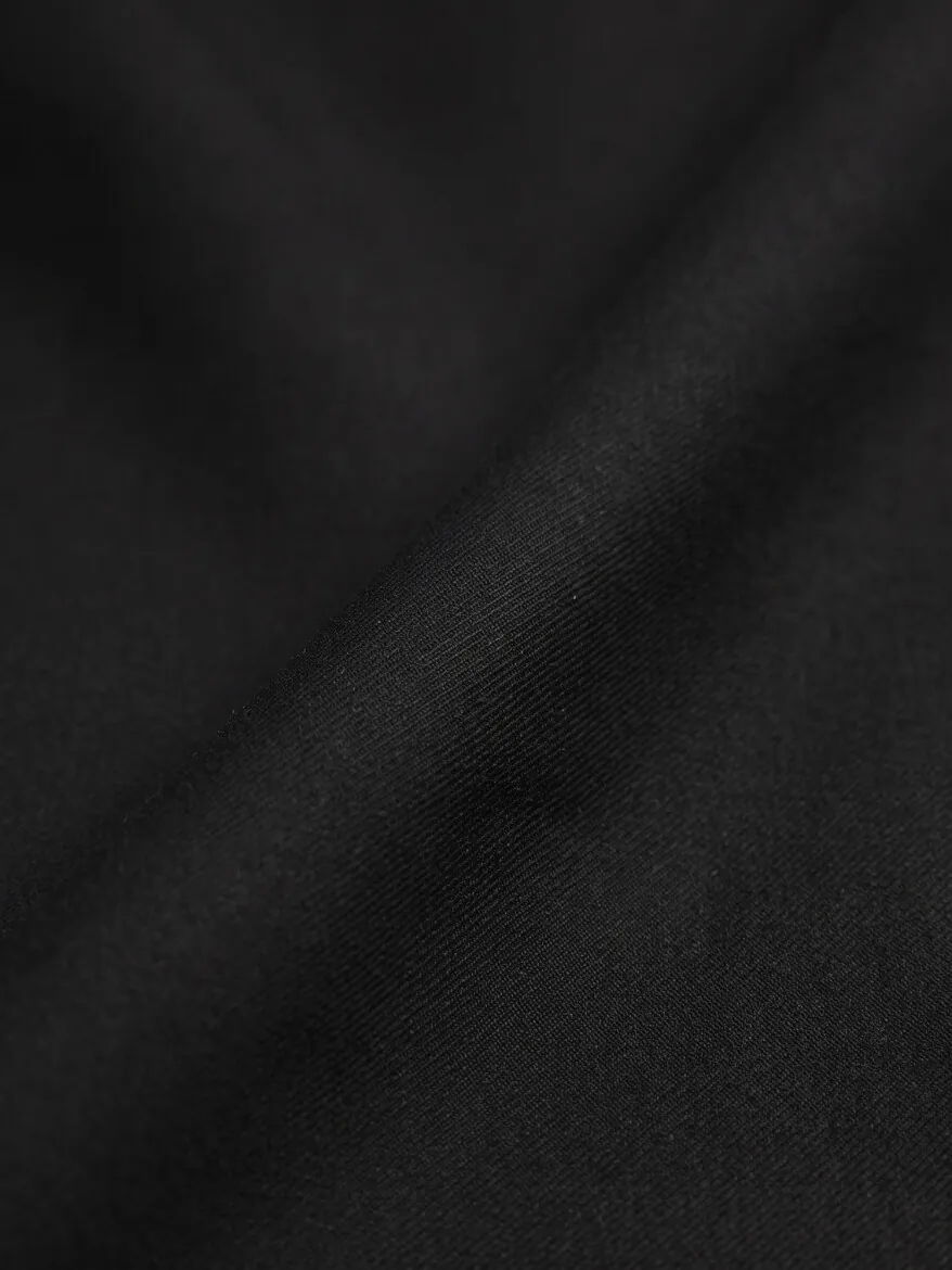 Siyah Düz Dokuma Fitted Fit Klasik Pantolon - 10