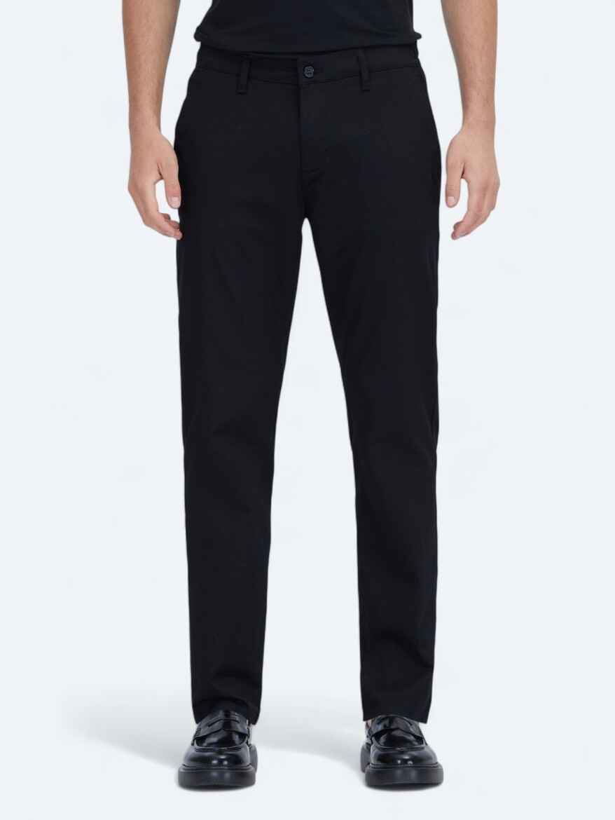 Siyah Düz Dokuma Jogging Fit Casual Pamuk Karışımlı Pantolon - 2