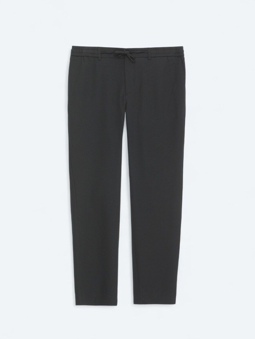 Siyah Düz Dokuma Jogging Fit Casual Pantolon - 7
