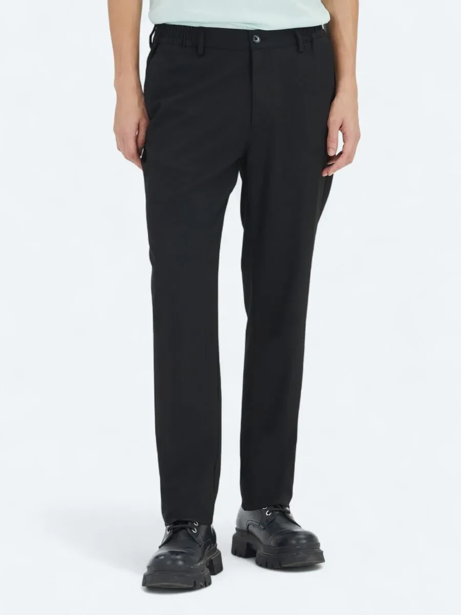 Siyah Düz Dokuma Jogging Fit Casual Pantolon - 2