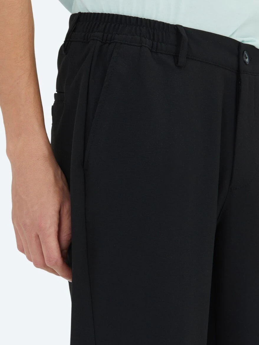 Siyah Düz Dokuma Jogging Fit Casual Pantolon - 3