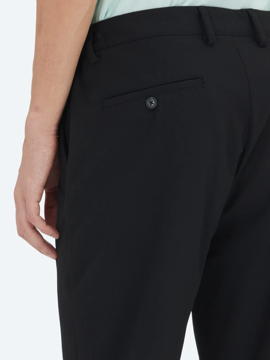 Siyah Düz Dokuma Jogging Fit Casual Pantolon 