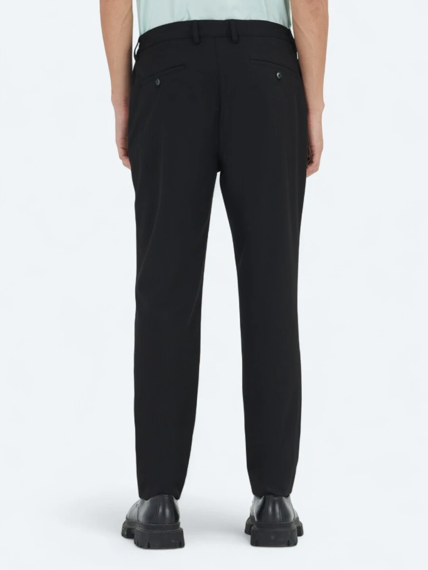 Siyah Düz Dokuma Jogging Fit Casual Pantolon - 5