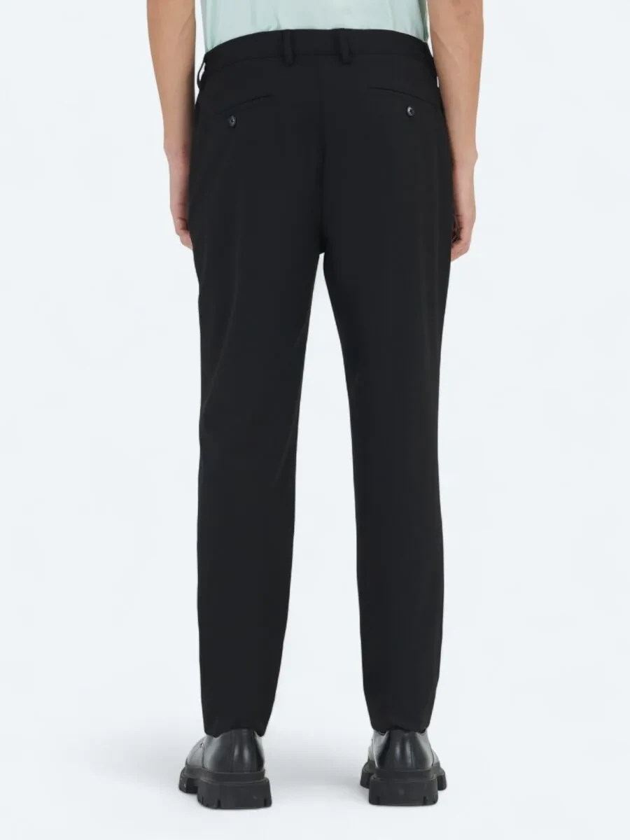 Siyah Düz Dokuma Jogging Fit Casual Pantolon - 5