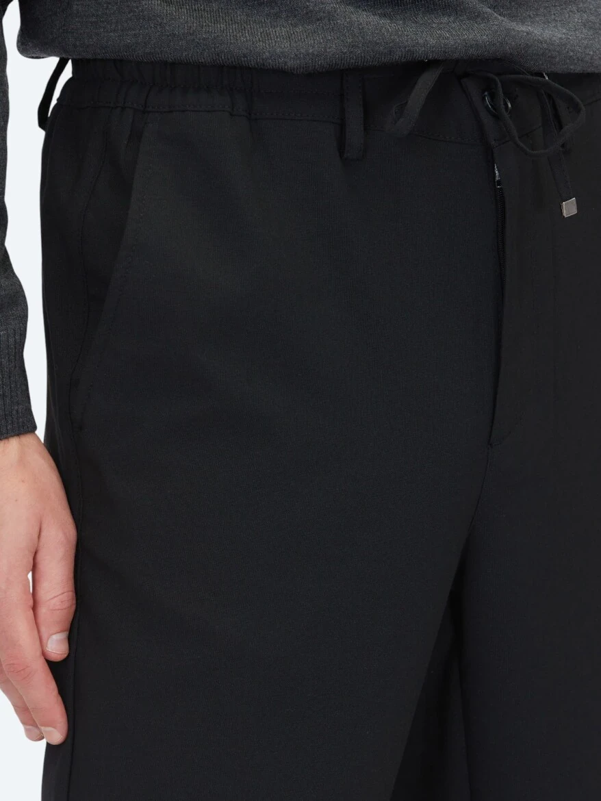 Siyah Düz Dokuma Jogging Fit Casual Pantolon - KİP