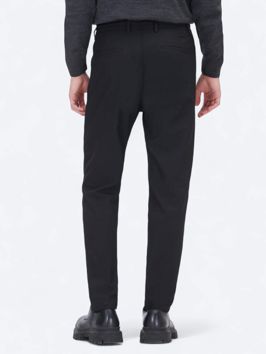 Siyah Düz Dokuma Jogging Fit Casual Pantolon - 6