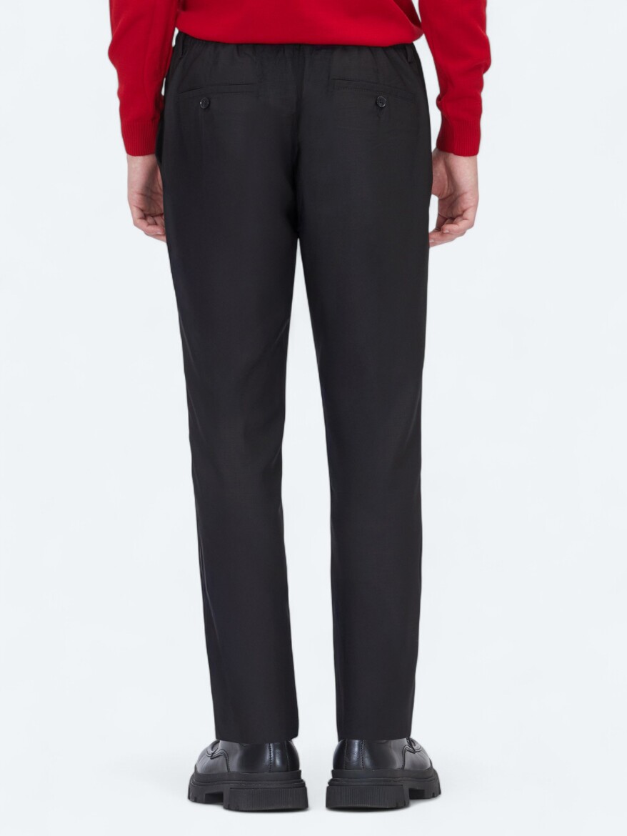 Siyah Düz Dokuma Jogging Fit Casual Pantolon - 5
