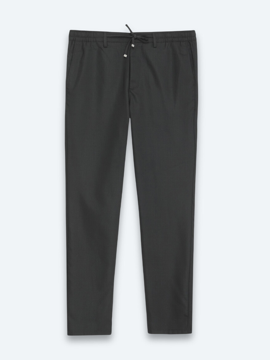 Siyah Düz Dokuma Jogging Fit Casual Pantolon - 6