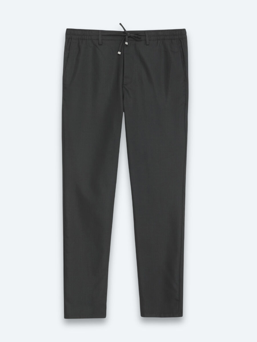 Siyah Düz Dokuma Jogging Fit Casual Pantolon - 6